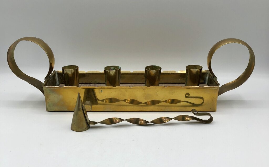Sweden Made Brass & Wood Advent Candle Hloder w/ Brass Snuffer /b