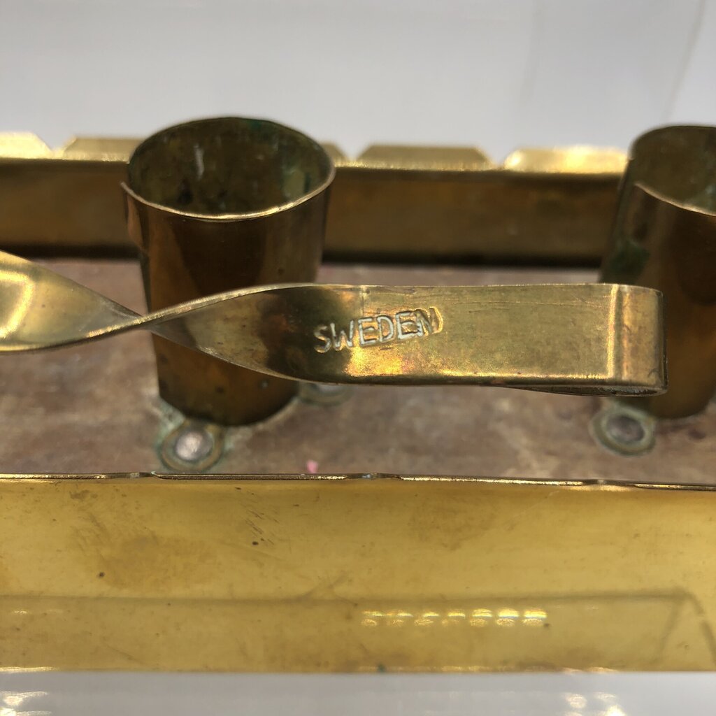 Sweden Made Brass & Wood Advent Candle Hloder w/ Brass Snuffer /b