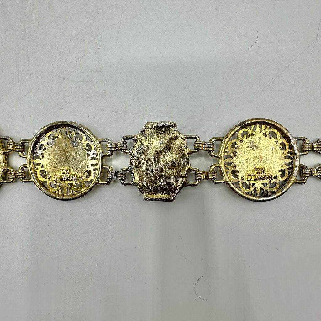 Vintage Harwill NY Women’s Cameo Belt-Statement Piece -Gold Tone Metal 36 Inches /cb