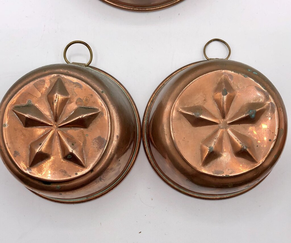 Vintage 5pc Copper Tin Lined Molds Made in Sweden /b