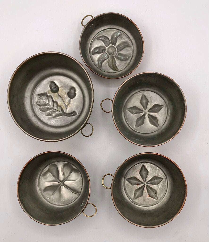Vintage 5pc Copper Tin Lined Molds Made in Sweden /b