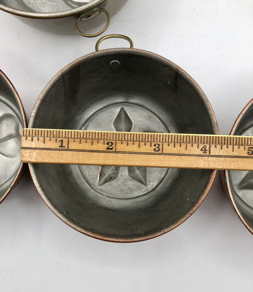 Vintage 5pc Copper Tin Lined Molds Made in Sweden /b