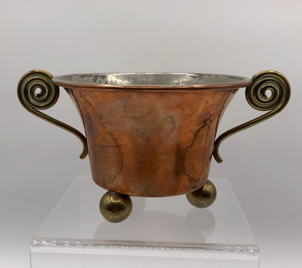 Small Footed Brass & Copper Decor Trinket Pot /b