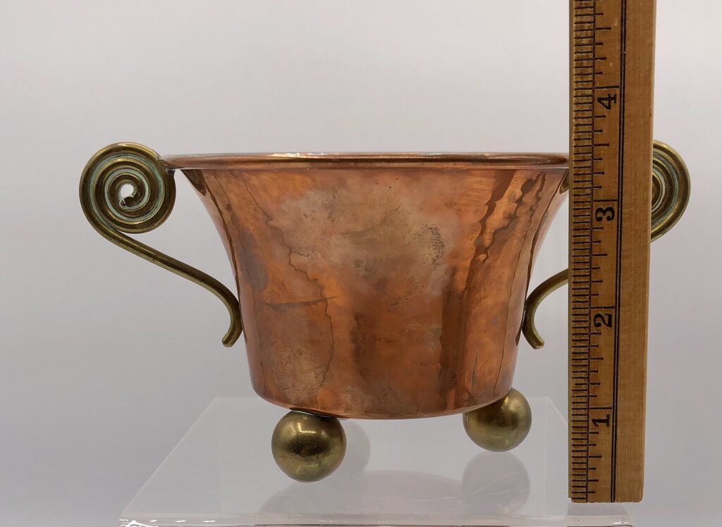 Small Footed Brass & Copper Decor Trinket Pot /b