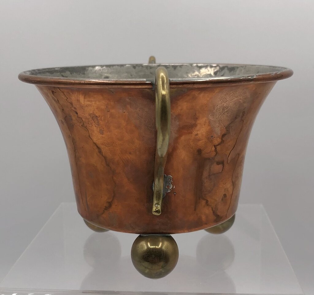 Small Footed Brass & Copper Decor Trinket Pot /b