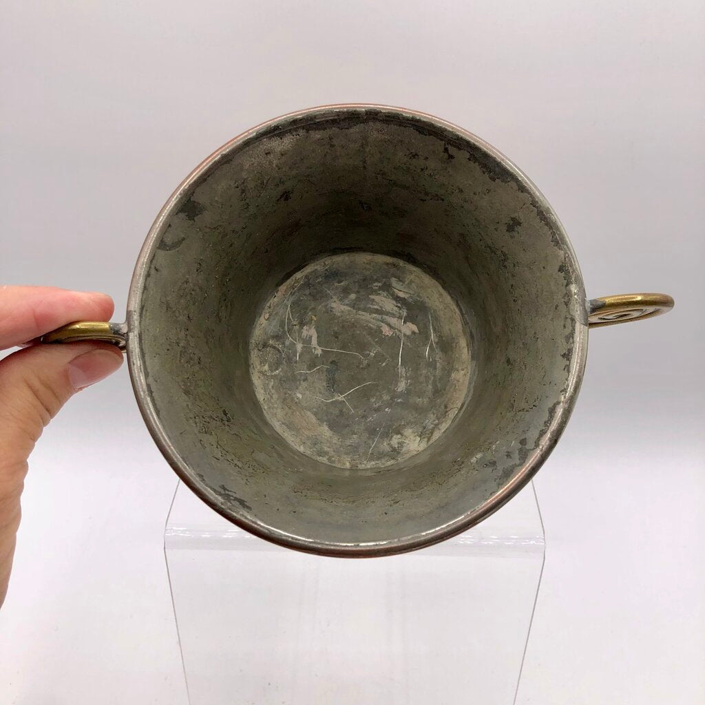 Small Footed Brass & Copper Decor Trinket Pot /b