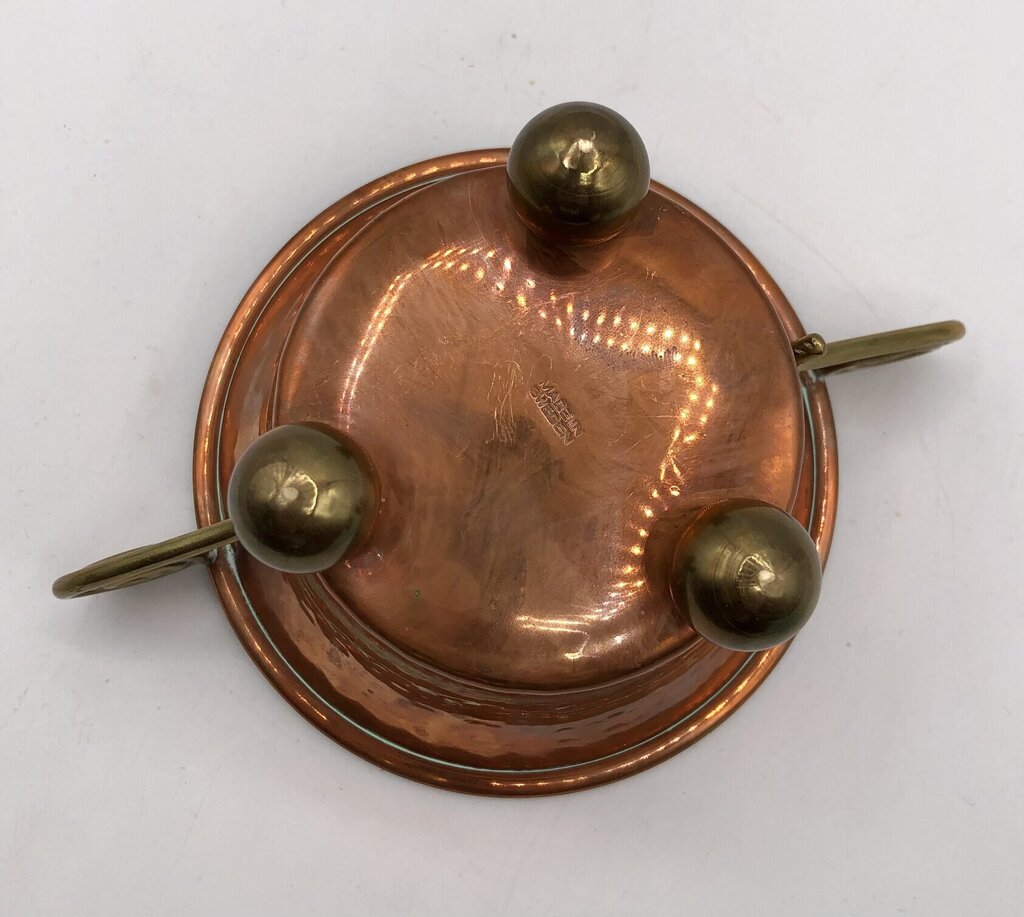 Small Footed Brass & Copper Decor Trinket Pot /b