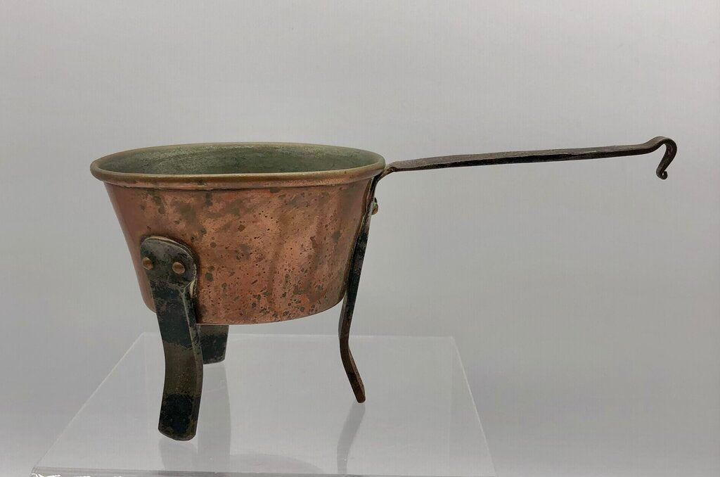 Swedish Antique Forged Copper & Tin Melting Pot /b