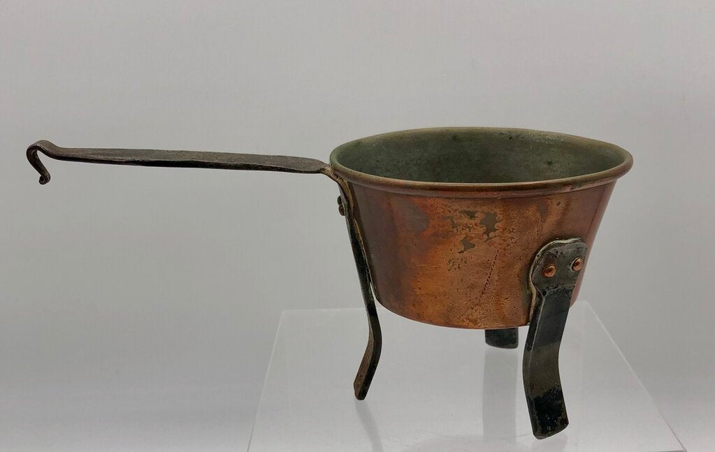 Swedish Antique Forged Copper & Tin Melting Pot /b
