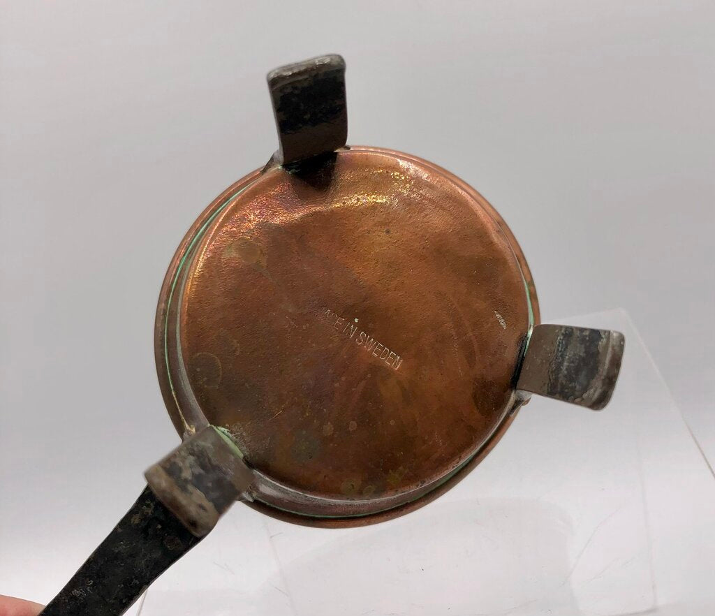 Swedish Antique Forged Copper & Tin Melting Pot /b