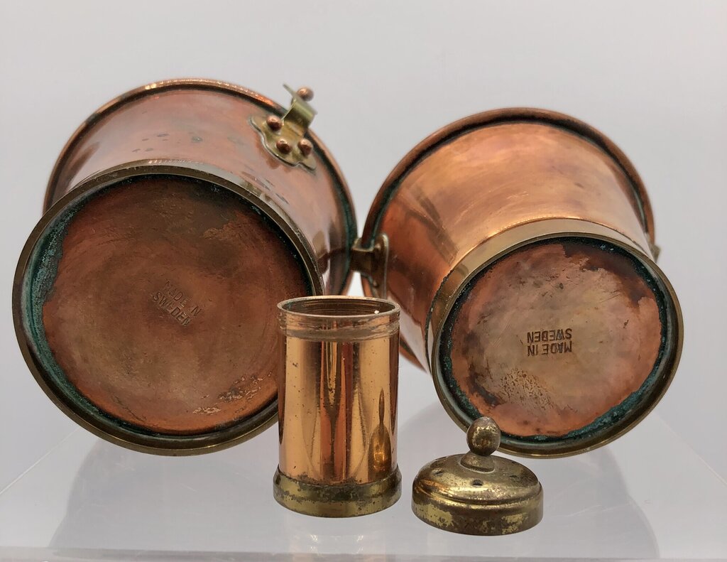 Vintage Sweden Miniature Copper Pails w/ Copper & Brass Shaker /b