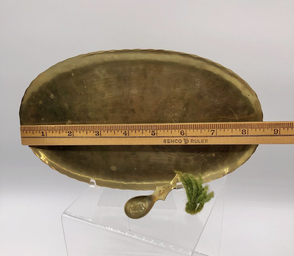 Vintage Small Brass Tray w/ Brass Spoon Made in Sweden /b