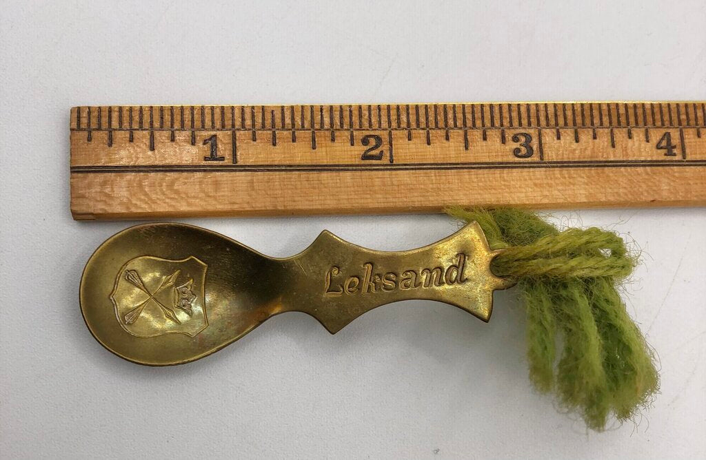 Vintage Small Brass Tray w/ Brass Spoon Made in Sweden /b