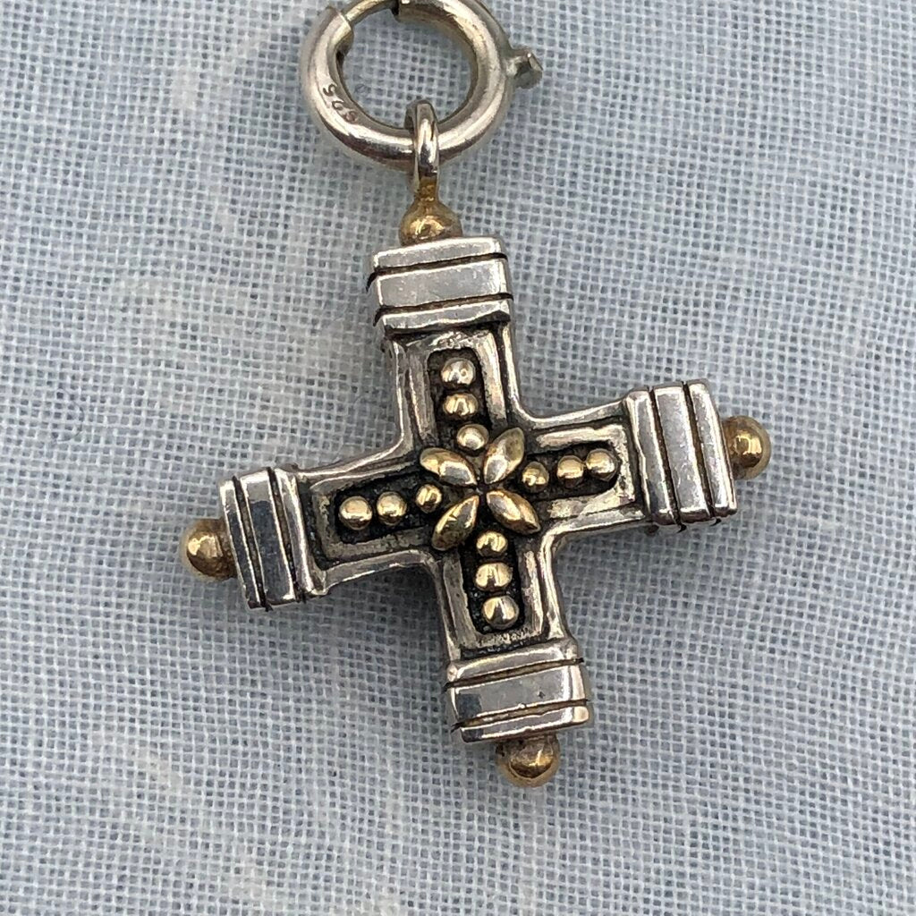 CNA Pranda 925 Sterling Cross Charm w/ Gemstone /b