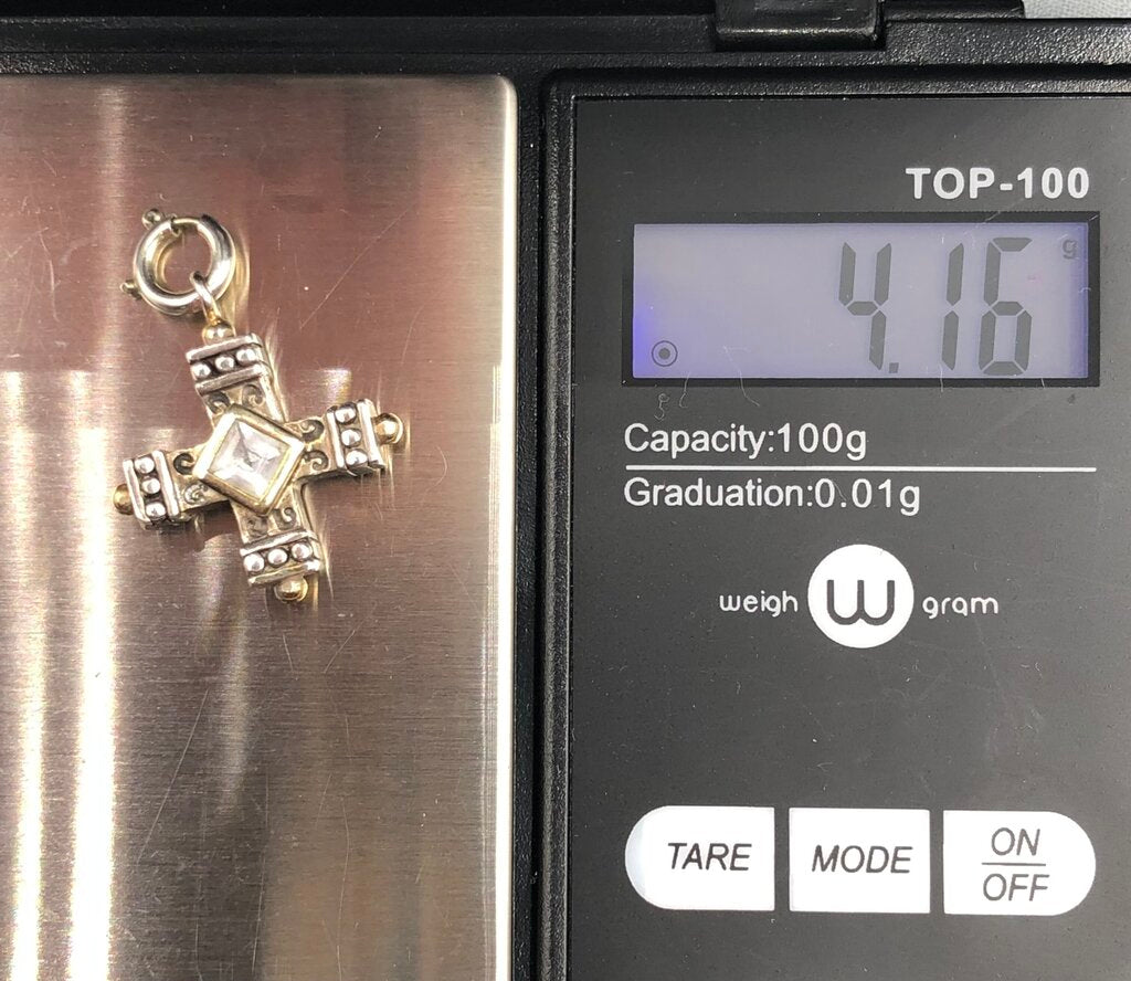 CNA Pranda 925 Sterling Cross Charm w/ Gemstone /b