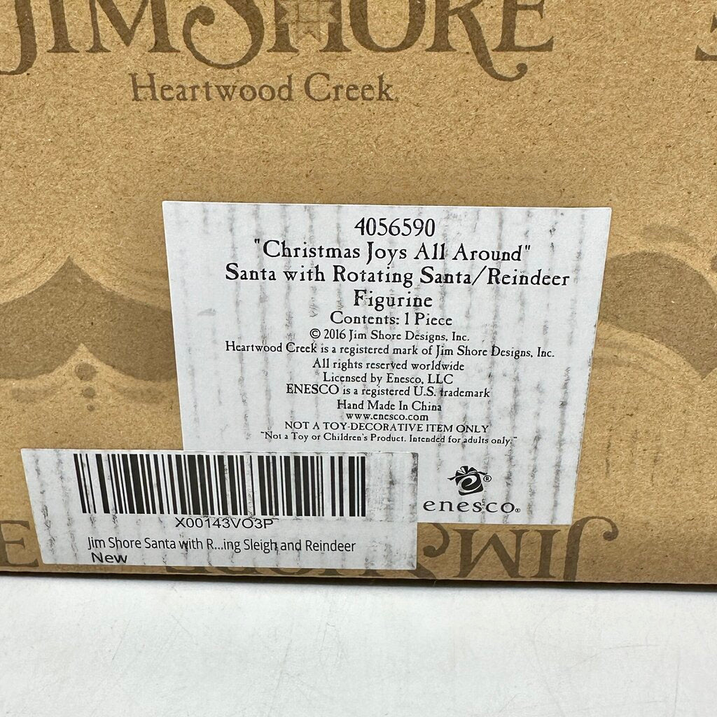 2016 Jim Shore “Christmas Joys All Around” Santa w/Rotating Santa/Reindeer Sleigh /cb