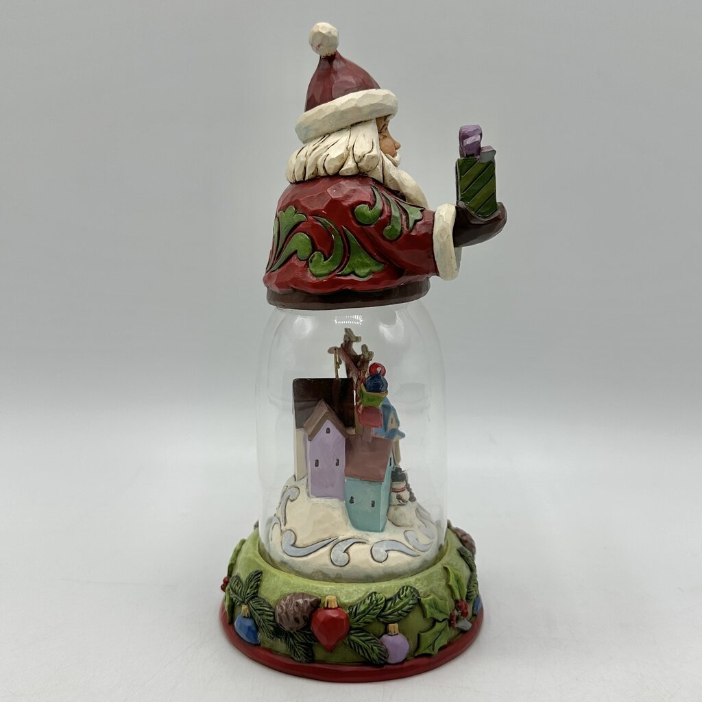Jim Shore Heartwood Creek 2016 Rooftops Await Glass Dome Santa w/Christmas Scene /cb