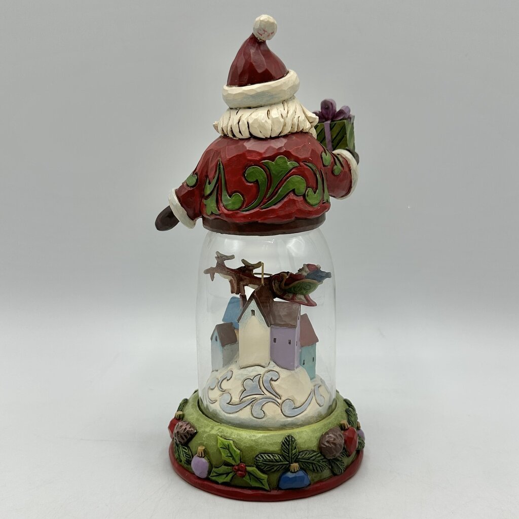 Jim Shore Heartwood Creek 2016 Rooftops Await Glass Dome Santa w/Christmas Scene /cb