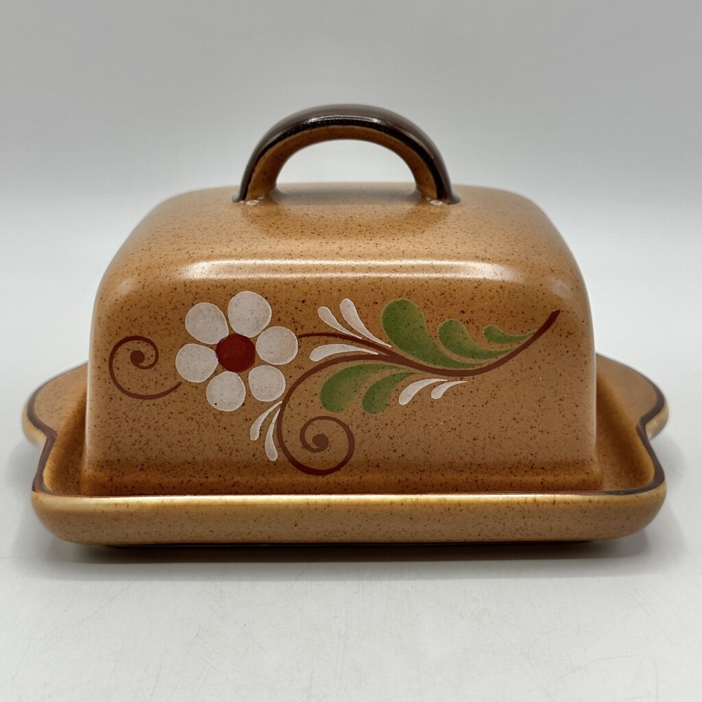 Vintage VEB Torgau POLDI Stoneware Covered Butter Dish & Cheese Plate 1970s East Germany /cb