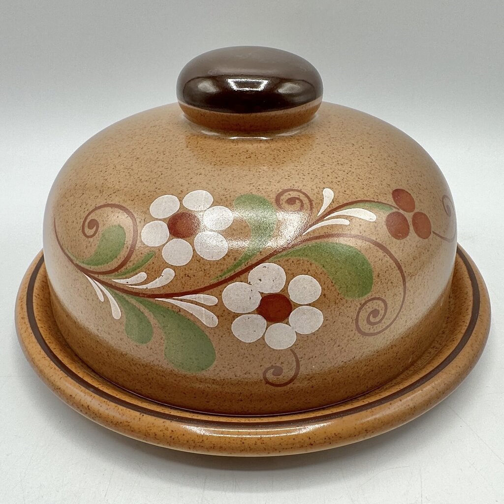 Vintage VEB Torgau POLDI Stoneware Covered Butter Dish & Cheese Plate 1970s East Germany /cb