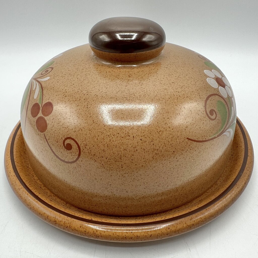Vintage VEB Torgau POLDI Stoneware Covered Butter Dish & Cheese Plate 1970s East Germany /cb