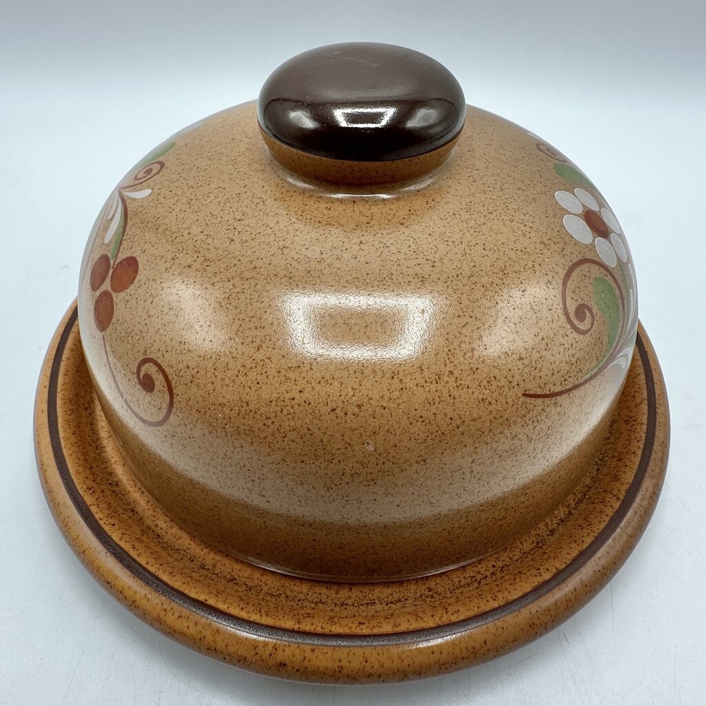 Vintage VEB Torgau POLDI Stoneware Covered Butter Dish & Cheese Plate 1970s East Germany /cb