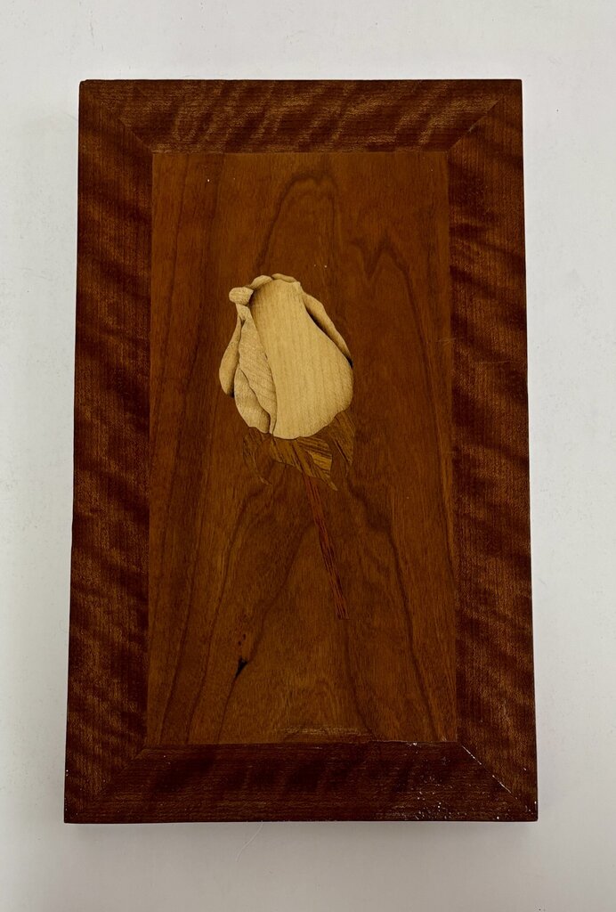 Inlay Marquetry Rose Plaque by Charles Bingham /j