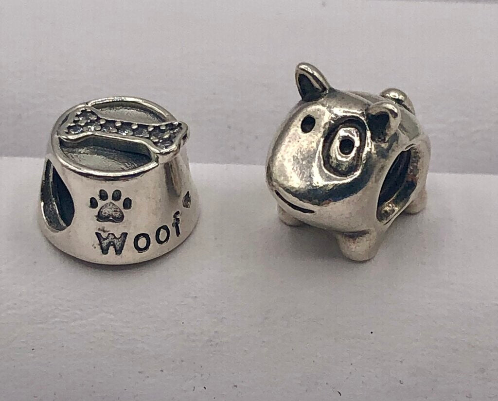 Set of 3 Pandora 925 Sterling Dog Themed Charms /b