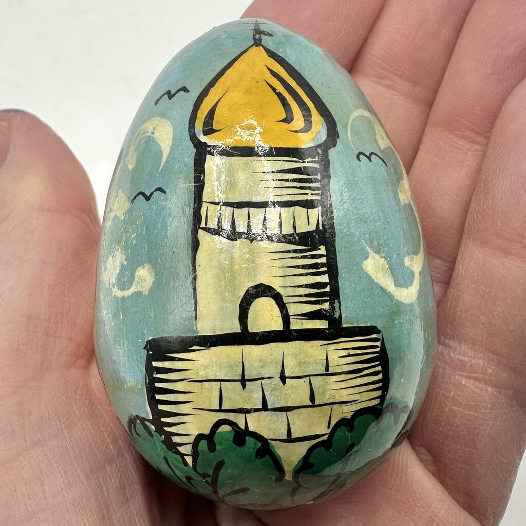 Set Of 3 Vintage Hand Painted Wooden Easter Eggs Eastern European Folk Art /cb