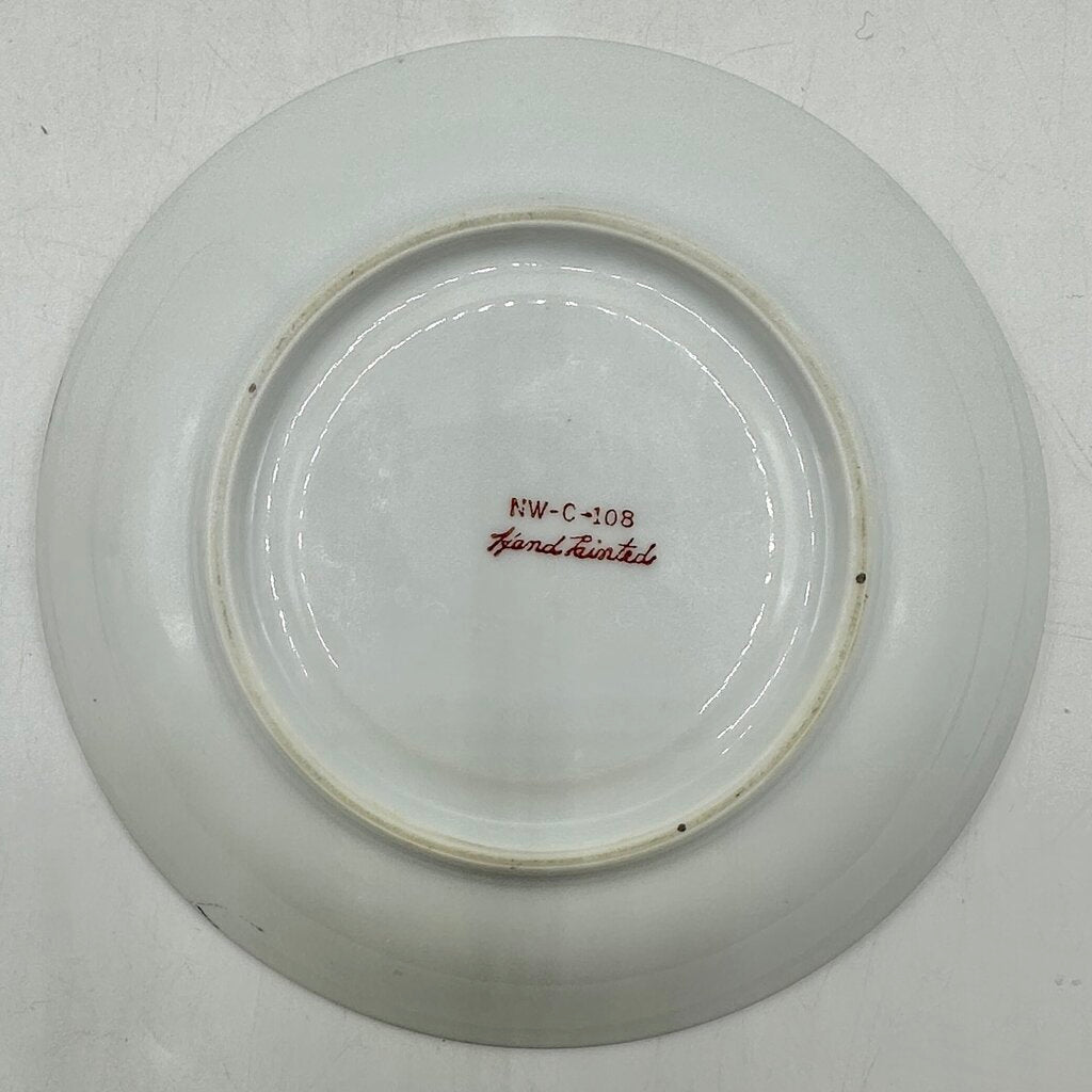 1950s Hand Painted Japanese Gold Leaf Tea Cup & Saucer Set Marked NW-C108