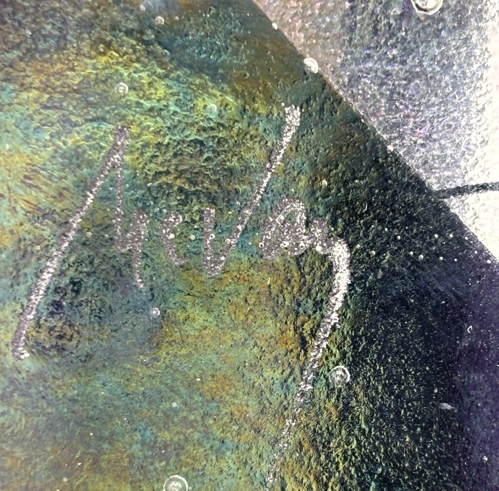 Kurt McVay Iridescent Fused Art Glass Plate Signed /j