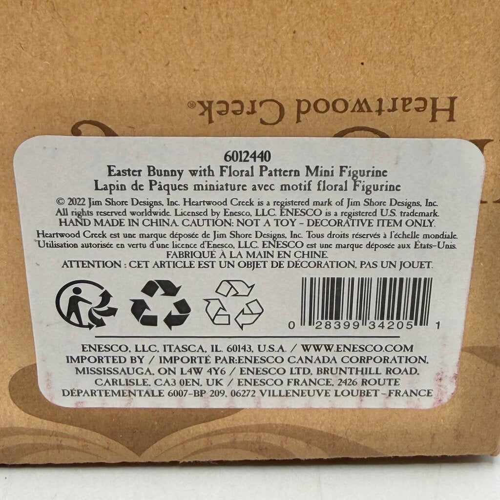 Enesco Jim Shore Heartwood Creek 2022 Easter Bunny With Floral Pattern Mini Figurine /cb