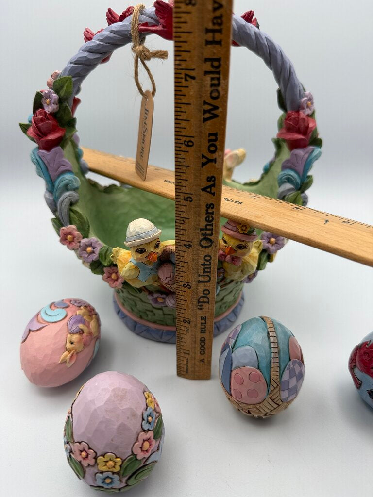 Jim Shore "Easter Cheer Found Here" 17th Annual Set Easter Basket #6008810 /rw