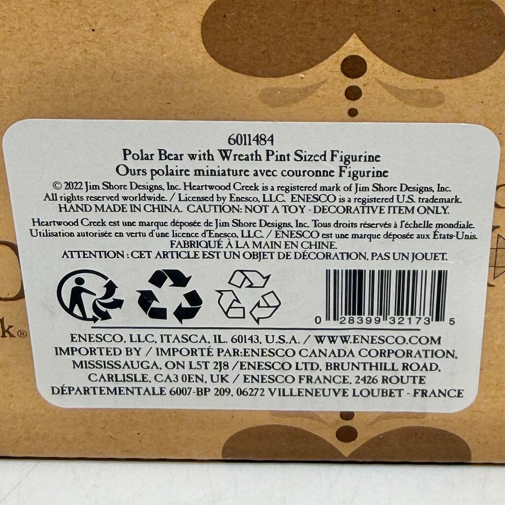 Enesco Jim Shore Heartwood Creek 2022 “Bearing Christmas Surprises” 6011484 Polar Bear with Wreath Pint Size Figurine /cb