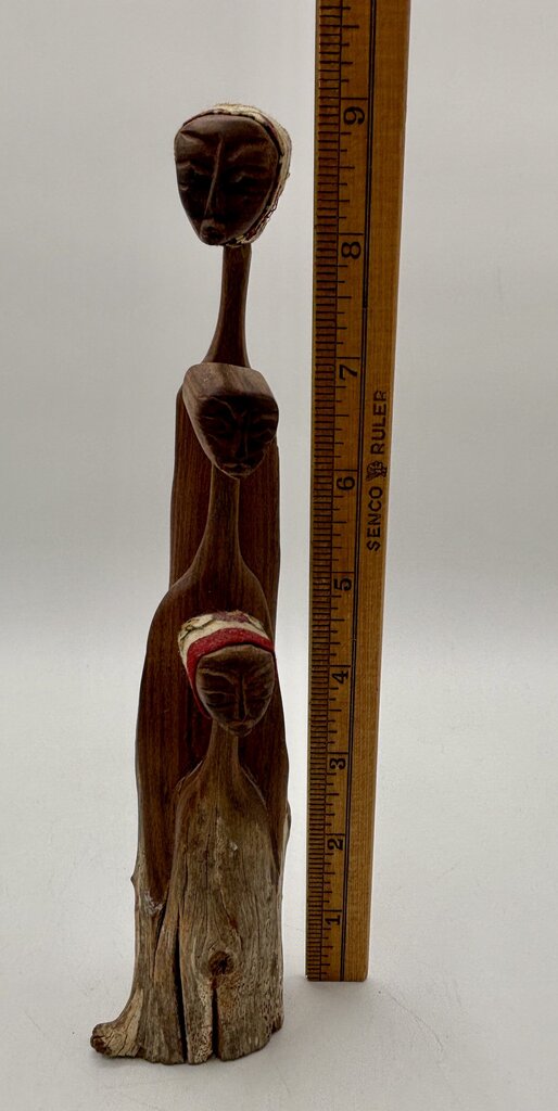 Hand Carved Wooden Sculpture of 3 Women Mozambique /j