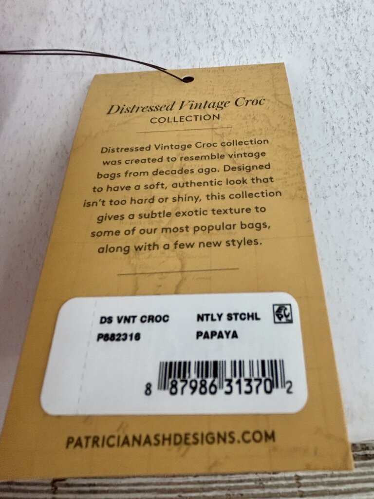 NWT Patricia Nash Croc Embossed Leather Notely Satchel Handbag Papaya /j