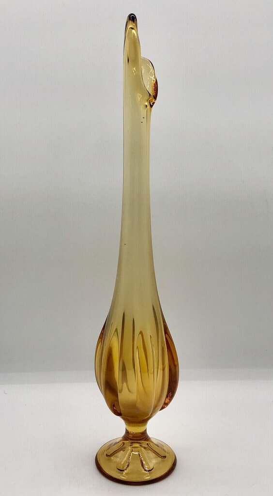 Viking Glass 6 Petal Amber Swung Vase 13” /b