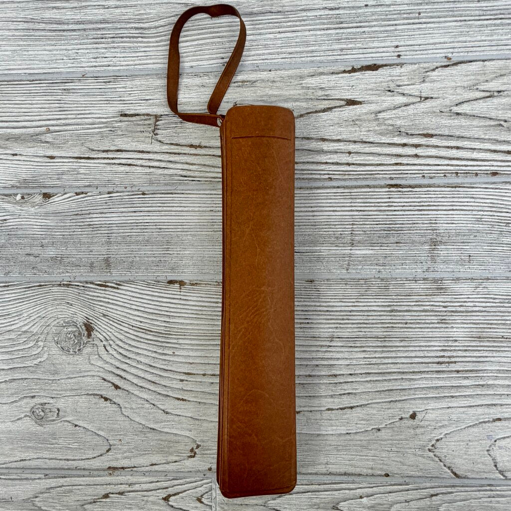 Vintage 1970s Knirps Red Dot Telescoping Umbrella Golden Ochre. In Case EUC /cb