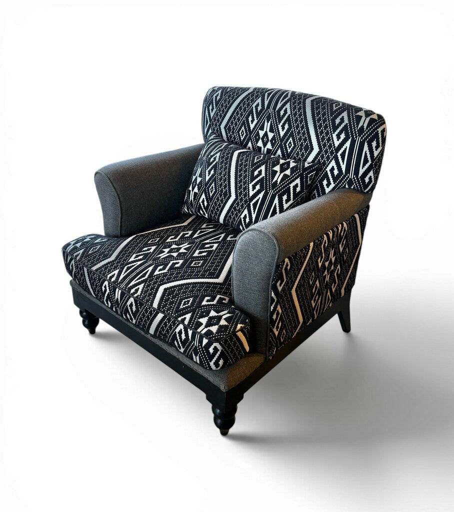 Tribal Black And White Upholstered Chair