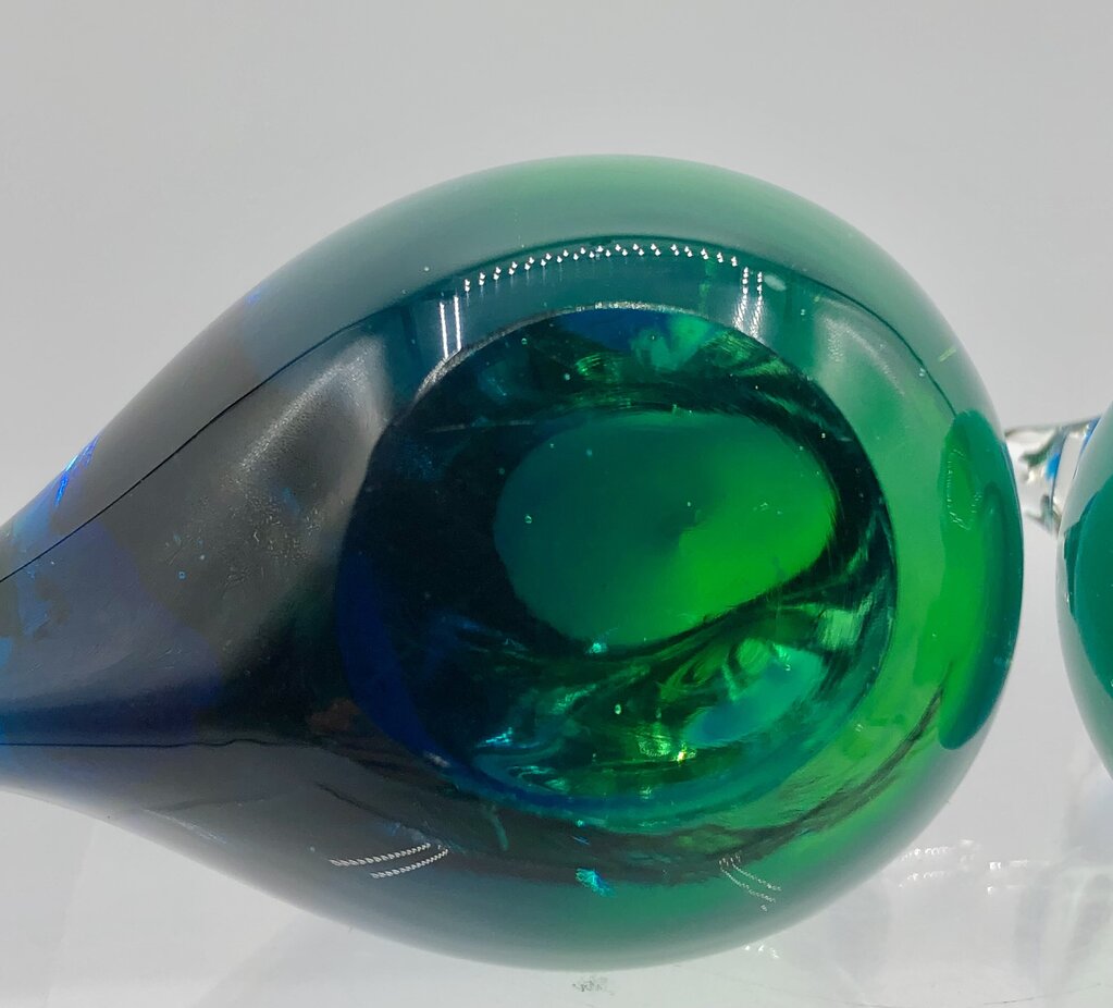 Pair of Vtg MCM Swedish Art Glass Song Birds /b