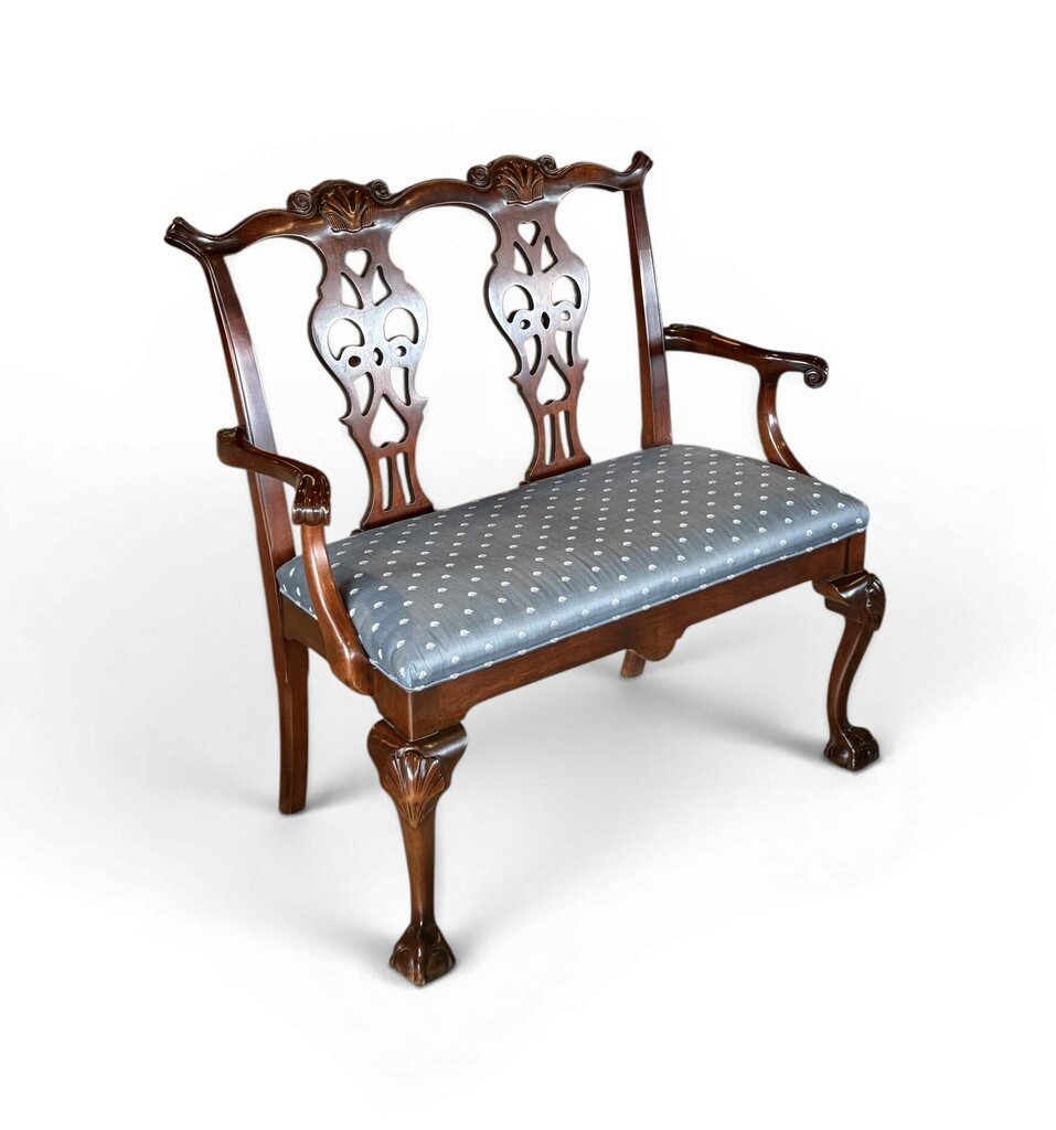 Century Blue Upholstered Bench