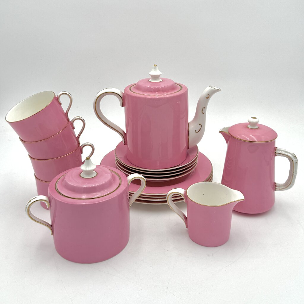VTG Pink And Gold Set of 16 CMP England Porcelain Tea Set