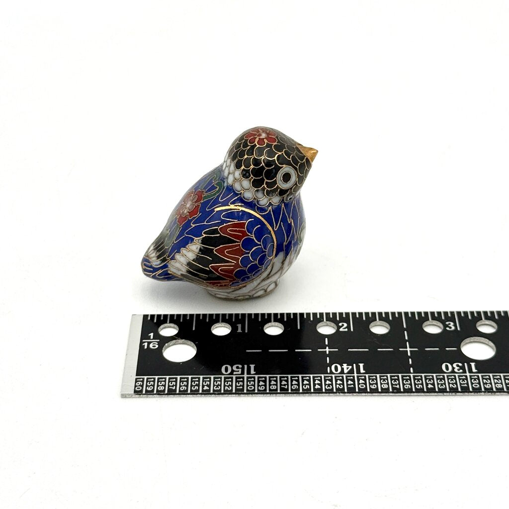 VTG Chinese Cloisonne Little Blue Bird Figurine