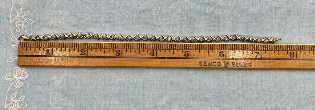 925 Sterling ~ Diamond & 18K Gold Tennis Bracelet /b