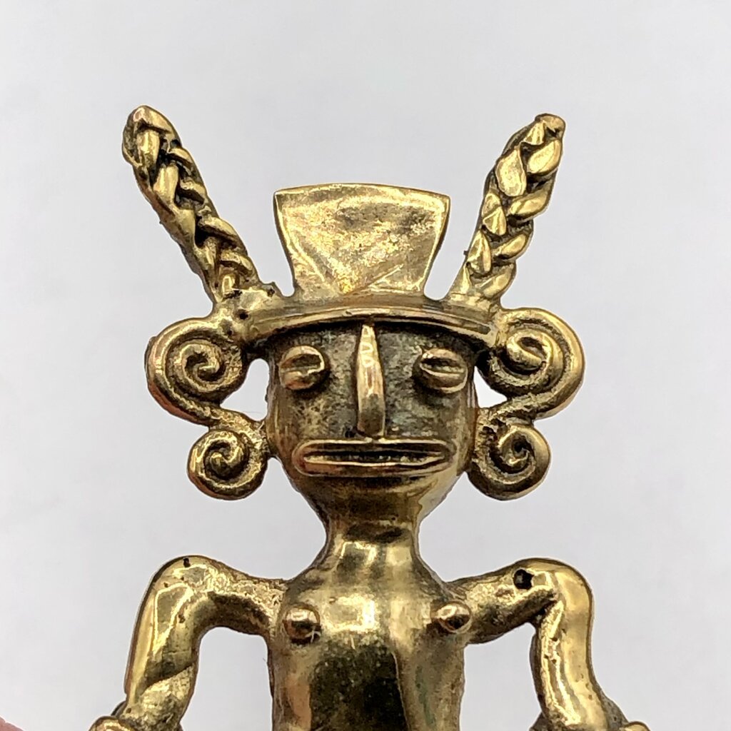 Central Caribbean Brass Shaman Diety Effigy Pendant /b