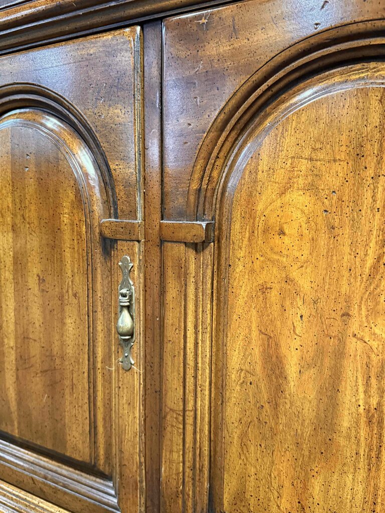 Traditional Style Walnut Glass Door Hutch