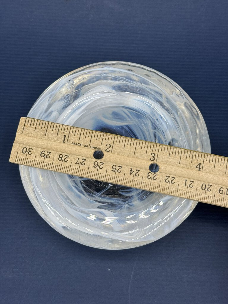 Kosta Boda Sweden White Swirl Art Glass Votive Bowl /ro