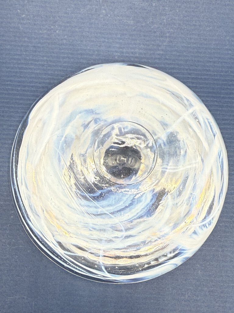 Kosta Boda Sweden White Swirl Art Glass Votive Bowl /ro