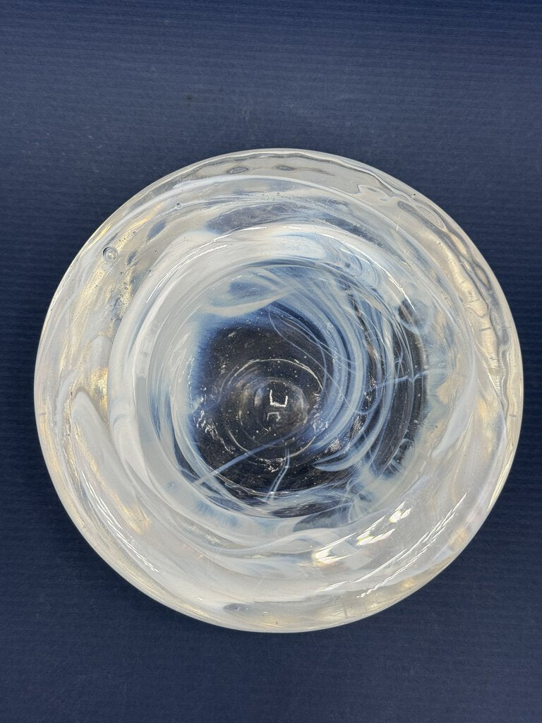 Kosta Boda Sweden White Swirl Art Glass Votive Bowl /ro