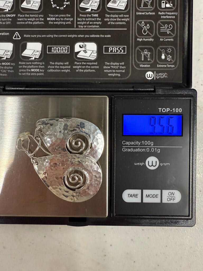 Mexico .925 Sterling Silver Hammered Teardrop Dangle Pierced Earrings /ro